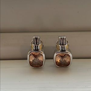 Beautiful silver earrings with topaz color stone